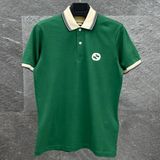 Gucci Göğüste Kilitli G Logolu Pamuklu Polo Yaka T-Shirt - XL - 01H-Yeşil
