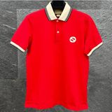 Gucci Göğüste Kilitli G Logolu Pamuklu Polo Yaka T-Shirt - XL - 240-Kırmızı