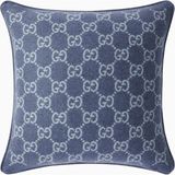 Gucci Italyan Üretimi Gg Jakarlı Yün & Kaşmir Dekoratif Yastık - 45 x 45 cm - Mavi