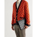 Gucci Logo Kabartmalı Delikli Deri Çanta - Siyah