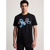Gucci Önü Baskılı Bisiklet Yaka T-Shirt - Siyah