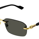 GUCCI Unisex GG1221S Altın Çerçevesiz Güneş Gözlüğü, Tek Ebat, stlo5846, siyah, üniseks-yetişkin