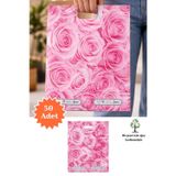 Güçlendirilmiş El Geçmeli Takviyeli Mağaza Poşeti Elit Gül Desen Baskılı Poşet No 4 39 x 48 cm 50 Adet