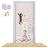 Güçlendirilmiş Kedi Ekran Kapısı, 35.5X82 "Ağır Hizmet Evcil Hayvan Korumalı Ekran Kapısı, İkili Fermuarlı Köpeklerin Kedilerini Önleyin Ev, Yatak Odası, Oturma Odası, Mutfak Veranda Doo