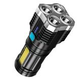 Güçlü 4 LED’li Şarj Edilebilir El Feneri | 4 Fonksiyonlu Outdoor ve Kamp Feneri | Çakarlı, Yüksek Parlaklık, USB Şarj