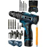 Güçlü 58V 12AH Set, 27 Parça Çelik Şanzumanlı Akülü Matkap ve Vidalama