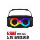 Güçlü Bass Bluetooth Hoparlör Ses Bombası 2200 Mah Kablosuz Speaker 5W X2 Hoparlör Usb/Tf/Aux/Type-C