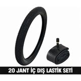 Güçlü Bisiklet Motosiklet 20 Jant Bisiklet Lastik Seti - 1 Dış + 1 Iç Lastik - 20 x 2.125 - Dişsiz Asfalt Yol Tipi