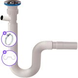 Güçlü Çamaşır Makinesi Girişli Körüklü Lavabo Sifonu - Uzunluk:80cm - Beyaz