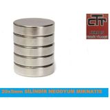 Güçlü Neodyum Mıknatıs Çap 20Mm X Kalinlik 5Mm 5 Adet