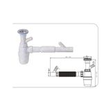 Güçlü Taslı Körüklü Çift Çatal İki Çamaşır Çıkışlı Lavabo Sifonu