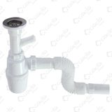 Güçlü Taslı Körüklü Tek Çatal Çamaşır Çıkışlı Lavabo Sifonu
