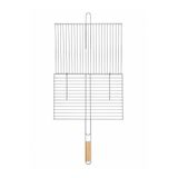 gucmetal Katlanır Mangal Tel Izgara Seti – Ahşap Saplı Grill Basket + Maşa, Spatula ve Temizleme Fırçası