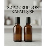 Gucso 2'li 50 ml Amber Cam Roll, Siyah Kapaklı, Bilyeli Roll On Şişesi Esans Parfüm Yağ Şişesi 50 cc - Kahverengi