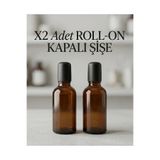 GUCSO 2'li 50 ml Amber Cam Roll, Siyah Kapaklı, Bilyeli Roll On Şişesi Esans Parfüm Yağ Şişesi 50 cc