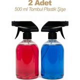 Gucso 2'li Set, 500 ml Tombul Plastik Sprey Şişe Siyah Tetikli, Kolonya Dezenfektan Temizlik Spreyi Şişesi - 2 Adet