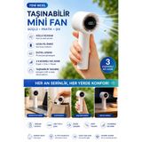 GudeX Dijital Ekranlı Mini Fan USB Şarjlı 3 Kademeli Taşınabilir El Vantilatörü Bwfn-1