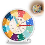 Gudli Çocuklar İçin Sessiz Analog Çalar Saat Zaman Öğretici - 10 cm - Beyaz