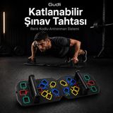 Gudli Katlanabilir Renk Kodlu Şınav Tahtası Çok Amaçlı Üst Vücut Antrenman Aleti - Siyah