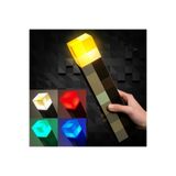 Gudli Minecraft Tarzı LED Meşale Lamba Çok Renkli USB Şarjlı Duvar Masa Lambası