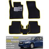 Guerrino Chevrolet Cruze (2008-2014) Uyumlu Eva Paspas Tam Set–araca Özel,su Geçirmez,kolay Montaj - Siyah - Sarı