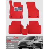 Guerrino Ford C-Max (2011-2024) Uyumlu Eva Paspas Tam Set–araca Özel,su Geçirmez,hızlı ve Kolay Montaj - Kırmızı