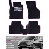 Guerrino Ford C-Max (2011-2024) Uyumlu Eva Paspas Tam Set–araca Özel,su Geçirmez,hızlı ve Kolay Montaj - Siyah - Pembe