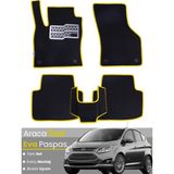 Guerrino Ford C-Max (2011-2024) Uyumlu Eva Paspas Tam Set–araca Özel,su Geçirmez,hızlı ve Kolay Montaj - Siyah - Sarı