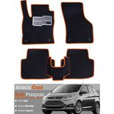 Guerrino Ford C-Max (2011-2024) Uyumlu Eva Paspas Tam Set–araca Özel,su Geçirmez,hızlı ve Kolay Montaj - Siyah - Turuncu