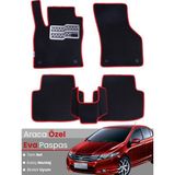 Guerrino Honda City (2008-2013) Uyumlu Eva Paspas Tam Set–araca Özel,su Geçirmez,kolay Montaj - Siyah - Kırmızı