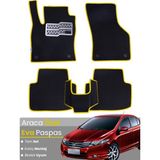 Guerrino Honda City (2008-2013) Uyumlu Eva Paspas Tam Set–araca Özel,su Geçirmez,kolay Montaj - Siyah - Sarı
