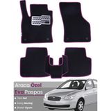 Guerrino Hyundai Accent Era (2005-2011) Uyumlu Eva Paspas Tam Set–araca Özel,kolay Montaj,su Geçirmez - Siyah - Pembe