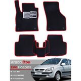 Guerrino Hyundai Getz (2002-2011) Uyumlu Eva Paspas Tam Set–araca Özel,kolay Montaj,su Geçirmez - Siyah - Kırmızı