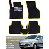 Guerrino Hyundai Getz (2002-2011) Uyumlu Eva Paspas Tam Set–araca Özel,kolay Montaj,su Geçirmez - Siyah - Sarı