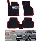 Guerrino Nissan Qashqai E-Power (2021-2024) Uyumlu Eva Paspas Tam Set–araca Özel Kesim,kaymaz,kolay Montaj - Siyah - Kırmızı