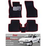 Guerrino Renault Clio 2 (1998-2004) Uyumlu Eva Paspas Tam Set–araca Özel,oto Paspas - Siyah - Kırmızı