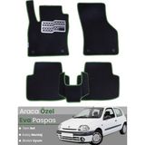 Guerrino Renault Clio 2 (1998-2004) Uyumlu Eva Paspas Tam Set–araca Özel,oto Paspas - Siyah - Yeşil