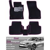 Guerrino Renault Fluence (2009-2014) Uyumlu Eva Paspas Tam Set–oto Paspas,araca Özel - Siyah - Pembe