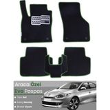 Guerrino Renault Fluence (2009-2014) Uyumlu Eva Paspas Tam Set–oto Paspas,araca Özel - Siyah - Yeşil