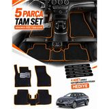 Guerrino Renault Megane 4-Sedan (2016-2026) Uyumlu Eva Oto Paspas Metal Topukluklu Havuzlu Siyah-Turuncu - Siyah - Turuncu