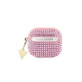 Guess 3. Nesil Uyumlu Kılıf Parıltılı Taş Kaplamalı Üçgen Süs Zincirli Pembe