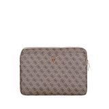 Guess 4g Desenli Üçgen Logolu 14"" Uyumlu Unisex Laptop Çantası - Kahverengi