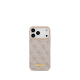 Guess 4g Serisi Iphone 17 Pro Max Metal Plakalı Klasik Logolu Magsafe Uyumlu Telefon Kılıfı - Pembe