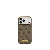 Guess 4g Serisi Iphone 17 Pro Max Metal Plakalı Klasik Logolu Magsafe Uyumlu Telefon Kılıfı