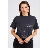 Guess Adele Crop Kadın Siyah T-shirt