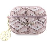 Guess Airpod Pro 2 Uyumlu Kılıf Guess Orjinal Lisanslı G Cube Desenli 4g Süs Zincirli Pembe