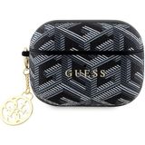 Guess Airpod Pro 2 Uyumlu Kılıf Guess Orjinal Lisanslı G Cube Desenli 4g Süs Zincirli Siyah