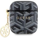Guess Airpod Uyumlu Kılıf Guess Orjinal Lisanslı G Cube Desenli 4g Süs Zincirli Siyah