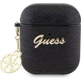 Guess Airpods Uyumlu Kılıf Guess Glitter 4g Charm Exclusive Tasarım - Siyah