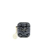 Guess Apple Airpods 2. Nesil Uyumlu G Cube Desenli Süs Zincirli Siyah Airpods Kılıf